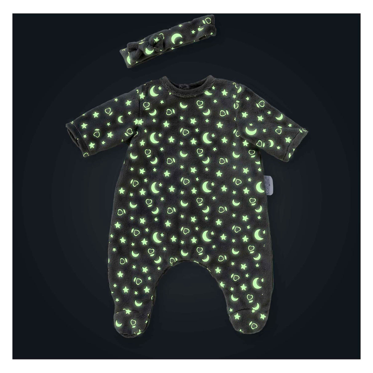 Corolle poppen pyjama en hoofdband 30cm - glow in the dark babypop kleding.