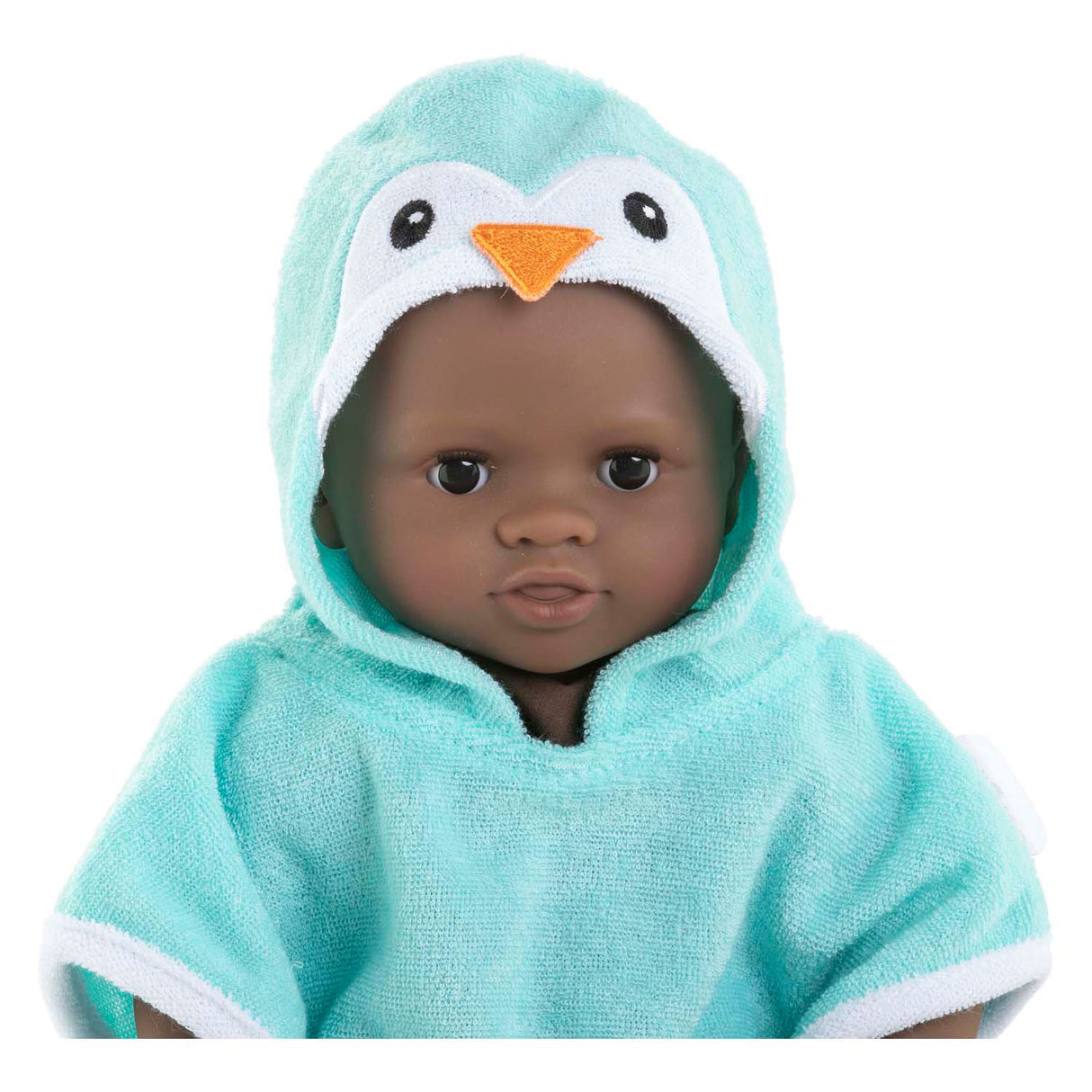 Corolle badcape pinguin voor babypop 30cm - poppenaccessoire.
