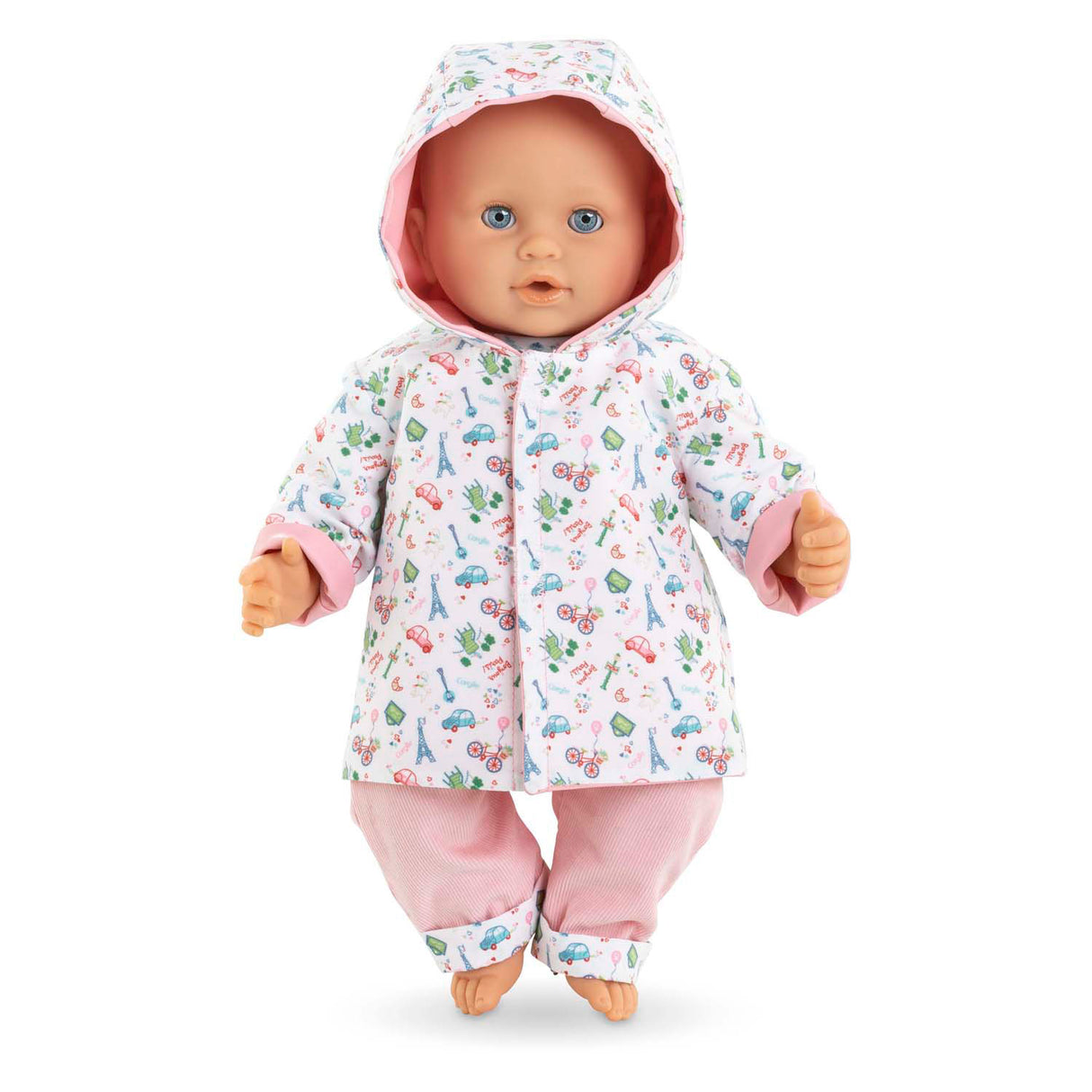 Corolle omkeerbare regenjas voor babypop, 36cm