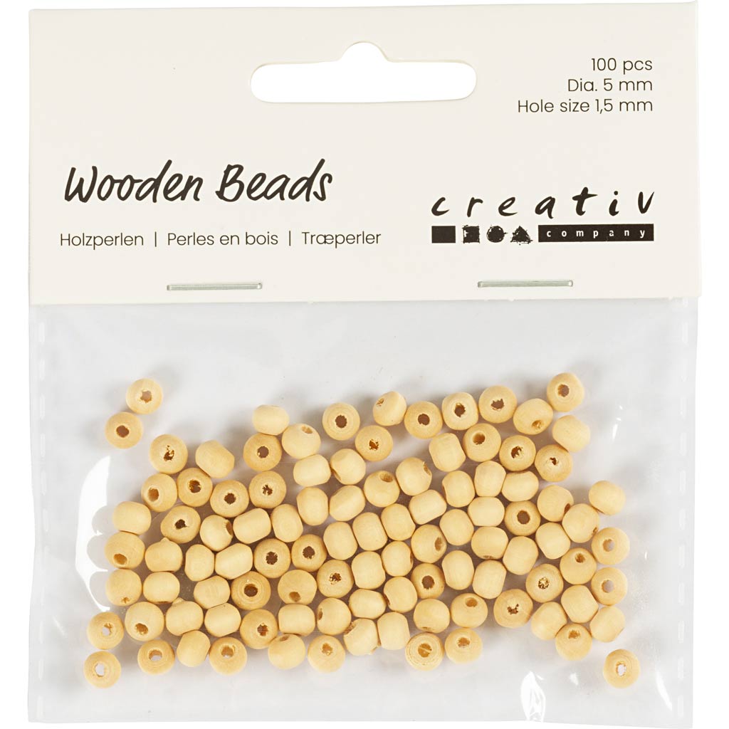 Creativ company https: www.cchobby.nl houten-kraal-d-5-mm-gatgrootte-1-5-mm-100-stuk-1-doos