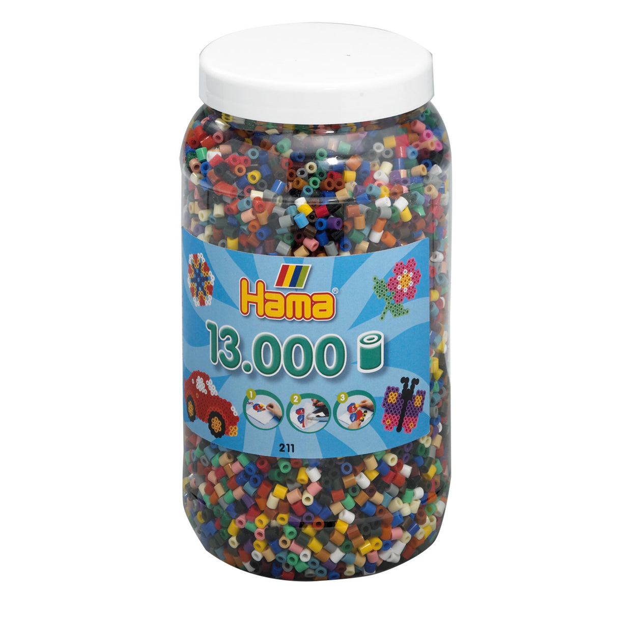 Hama midi strijkkralen in pot - mix (067), 13.000st.