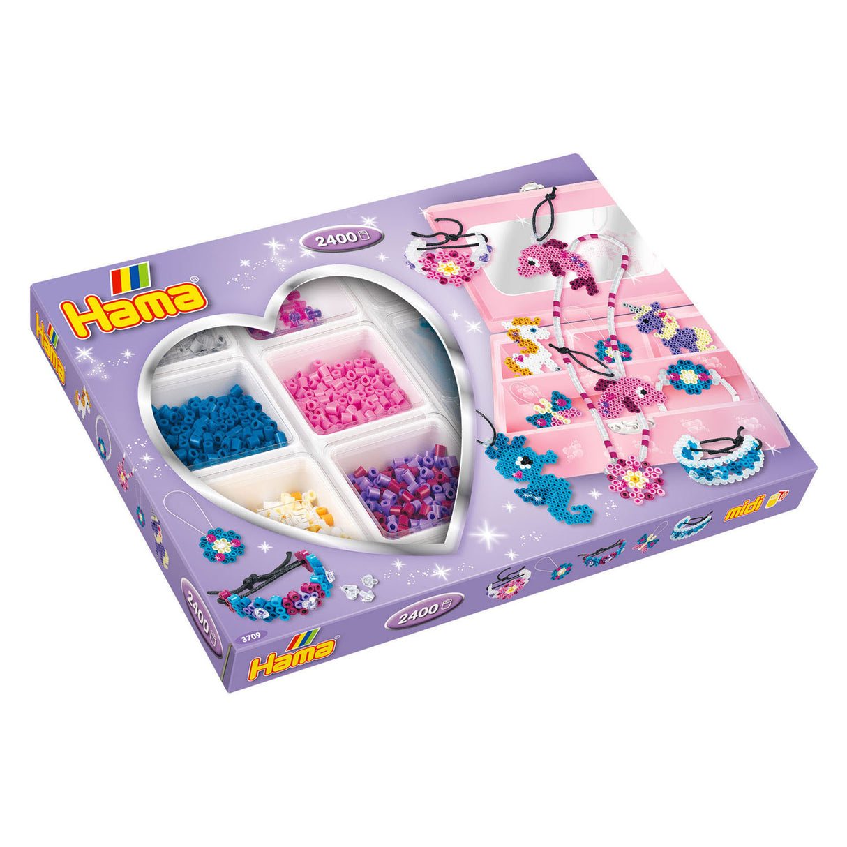 Merkloos sans marque hama strijkkralen 2400 stuks sieradenset paars | 2 stuks