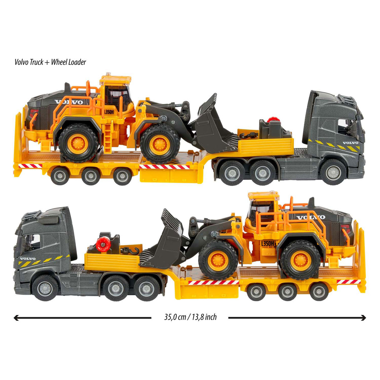 Majorette volvo fh16 truck met oplegger en wiellader