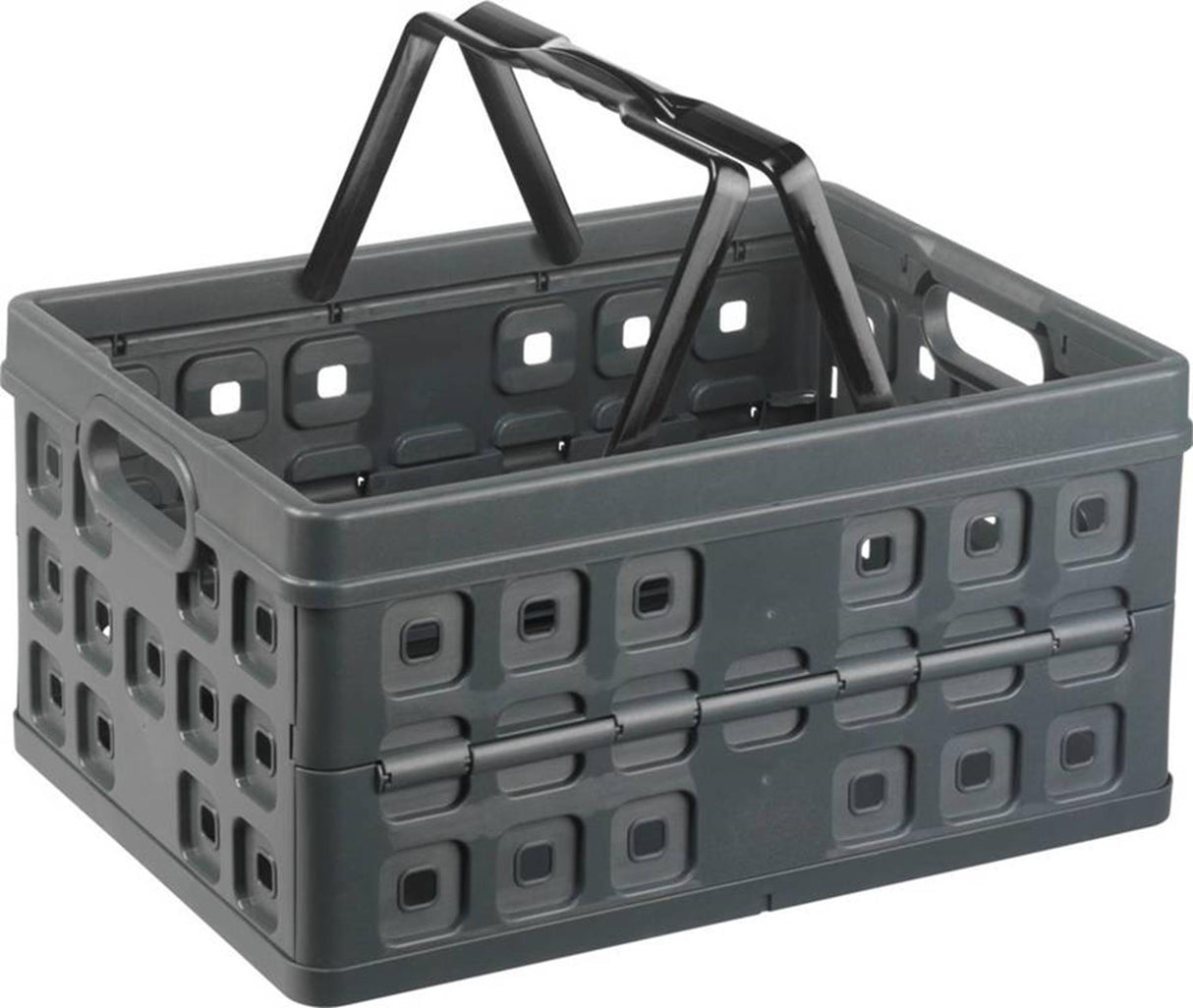 Sunware square boodschappenkrat 32 liter met handgrepen antraciet zwart 49x36x24,5cm