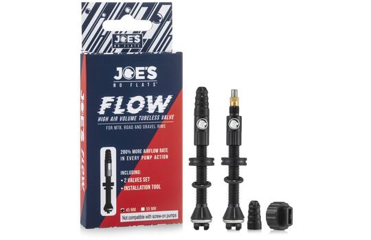 Joes joe's no flats - tubeless ventiel flow high air volume 45mm 2 stuks