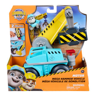 Rubble crew - motor megahamervoertuig van 25,4 cm met motor-actiefiguur - bouwvoertuig - speelset