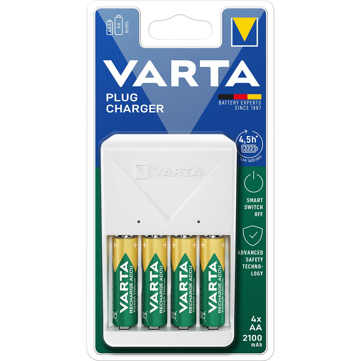 Varta stekker oplader 4x aa 2100 mah - 57657101451