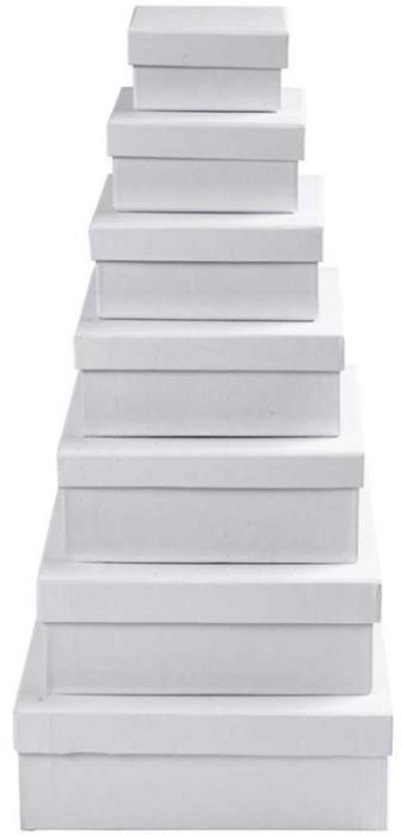 Creativ company kartonnen vierkante dozen set 7 stuks h: 4.5-7.5 cm d: 9-21 cm