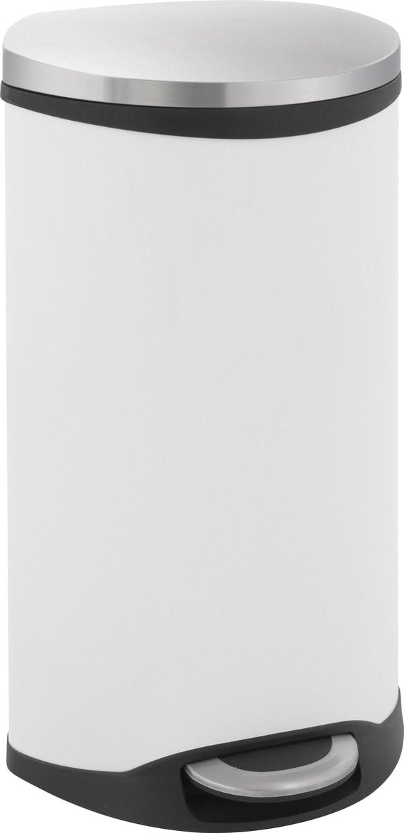 Eko - shell bin pedaalemmer 30 liter - steel plastic - wit, mat rvs - prullenbak