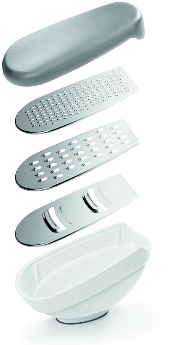 Metaltex - kaasrasp 3 in 1 - met opvangbak - 3 raspbladen - vaatwasserbestendig