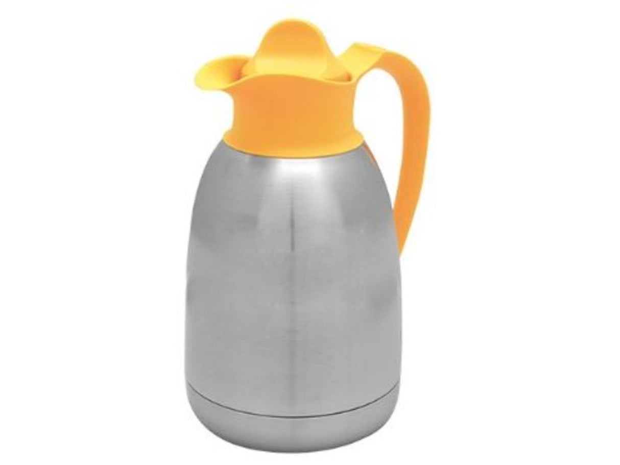 Cater-profi isoleerkan rvs 1,5l met gele schroefdop thermoskan thermosfles