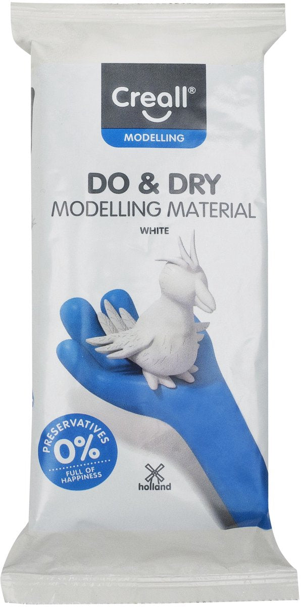 Creall do dry | luchtdrogende klei kleur wit| 1 x 500g | made in holland | zacht en klaar voor gebruik | made in holland | knutselwerk kinderen, school, hobby, diy en creatieve projecten