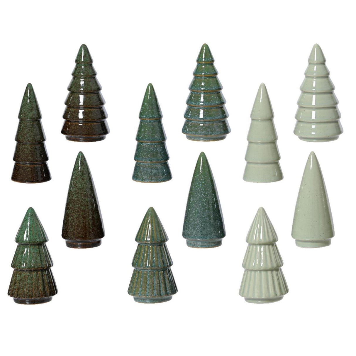 Decoris kerstboom porselein 5,2x5,2x10cm