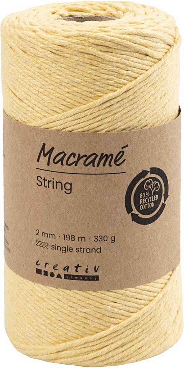 Creativ company macramé koord 2 mm 198 m lichtgeel