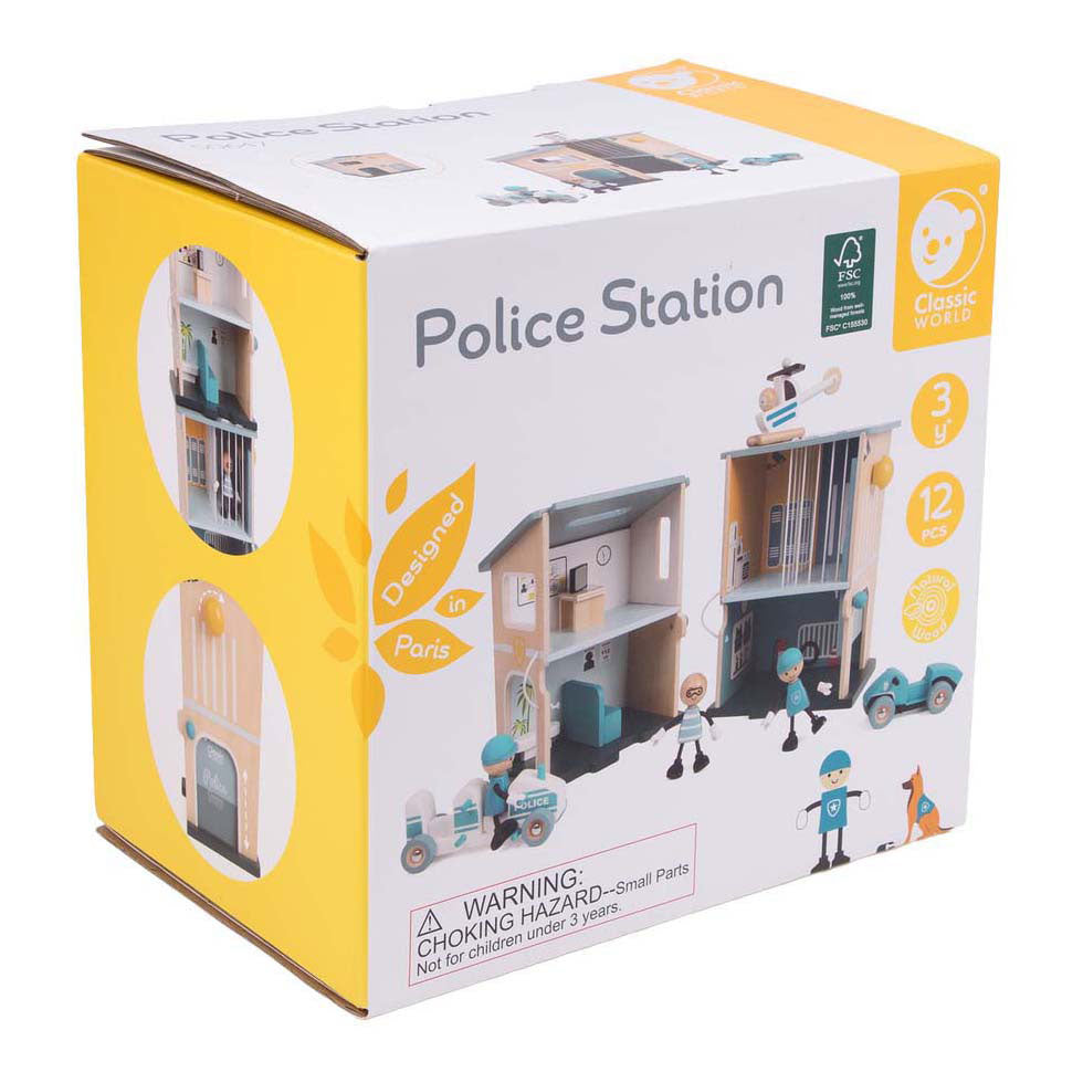 Classic world houten politiebureau speelset voor kinderen.