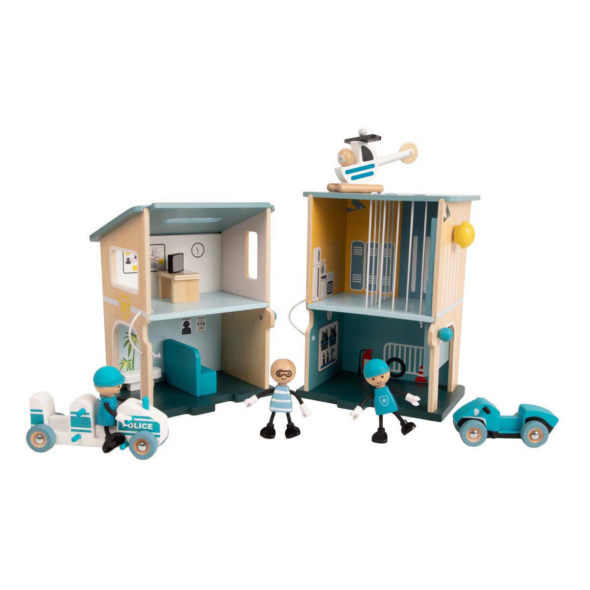 Classic world houten politiebureau speelset voor kinderen.