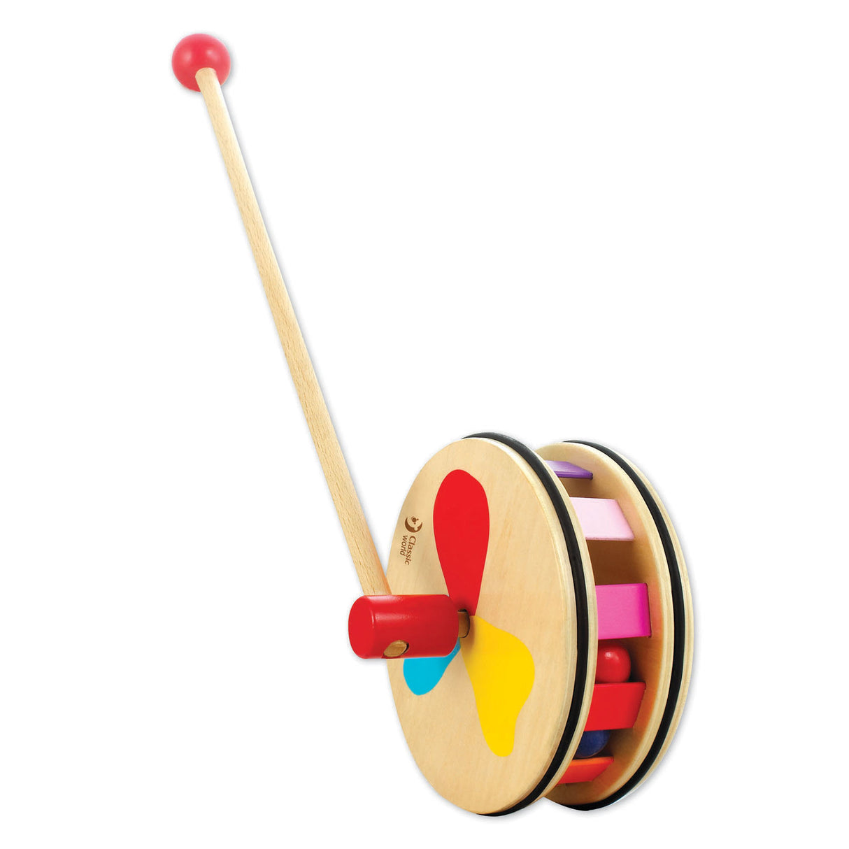 Classic world world houten duwfiguur regenboog wiel
