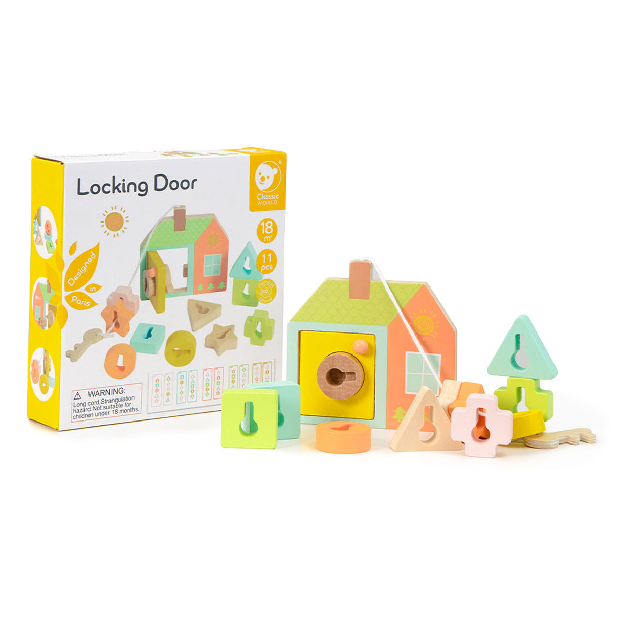 Classic world houten vormenhuis slot spel - educatief speelgoed 11-delig.
