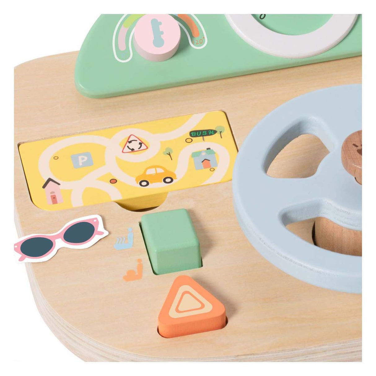 Classic world houten speelgoed stuurwiel met accessoires voor kinderen.