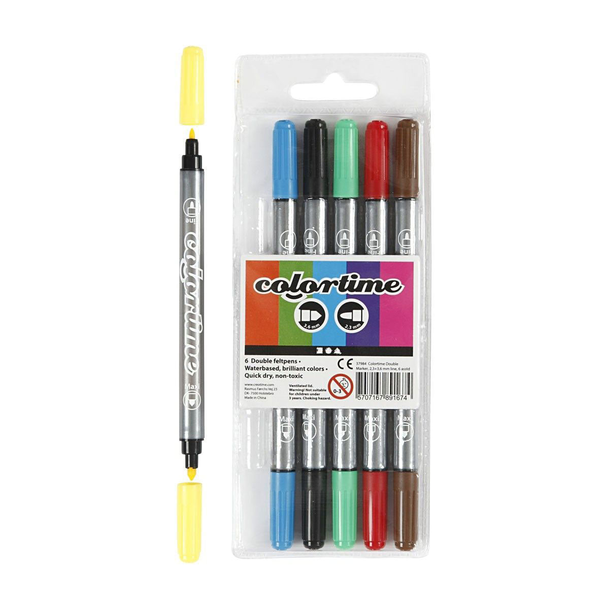 Creativ company http: www.cchobby.nl colortime-dubbelstift-lijndikte-2-3-3-6-mm-standaardkleuren-6-stuk-1-doos