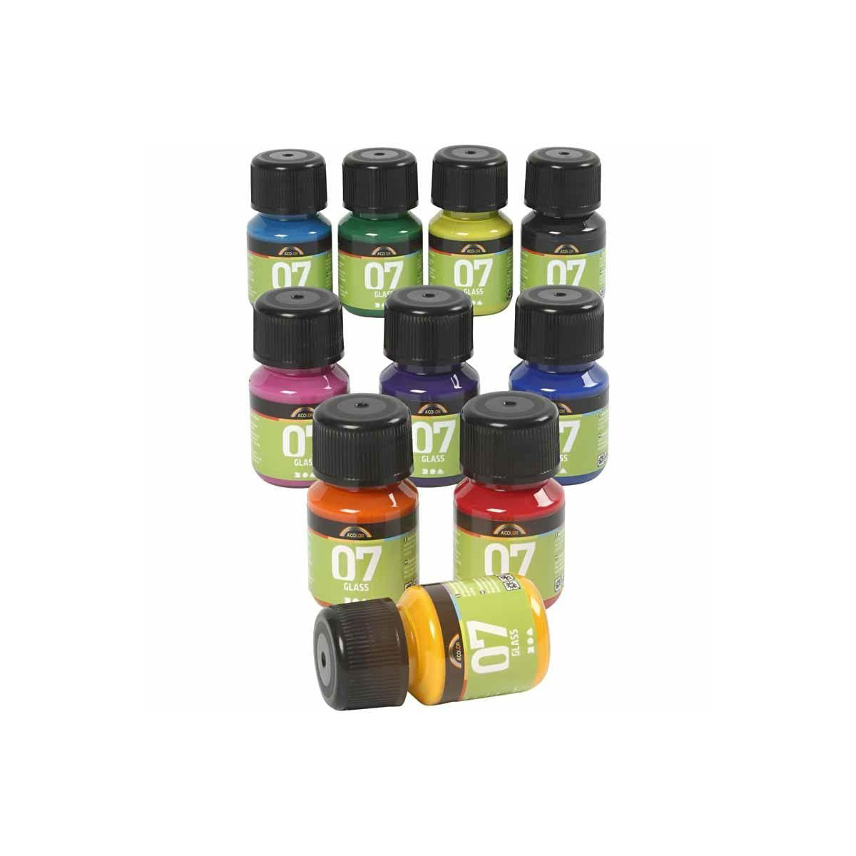 Creativ company permanente glasverf - set van 10 kleuren, 30ml