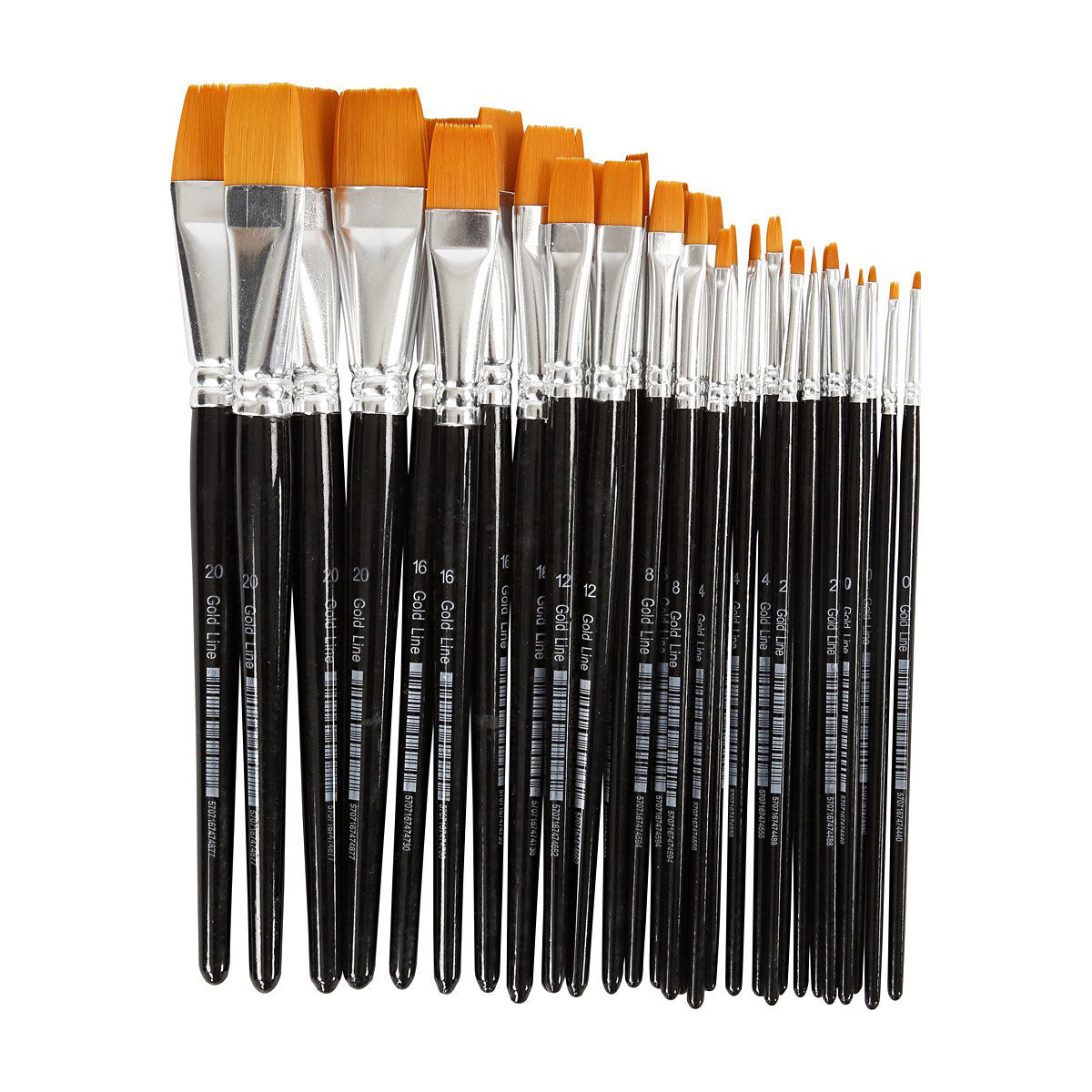 Creativ company http: www.cchobby.nl gold-line-penselen-afm-0-2-4-8-12-16-20-l-17-21-cm-b-2-22-mm-plat-30-stuk-1-doos