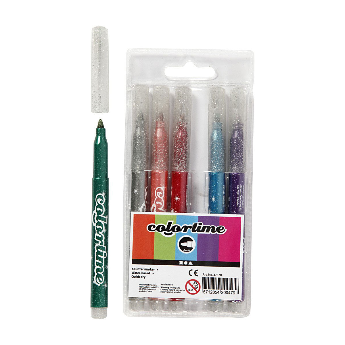 Creativ company http: www.cchobby.nl colortime-glitterstiften-lijndikte-2-mm-diverse-kleuren-6-stuk-1-doos