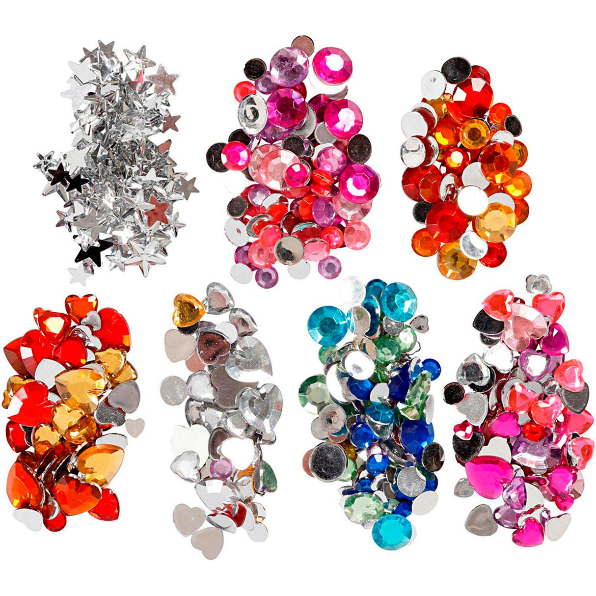 Creativ company http: www.cchobby.nl strasstenen-in-display-box-rond-sterren-harten-d-6-7-9-10-11-12-14-16-mm-blauw-roze-zilver-300-stuk-1-doos