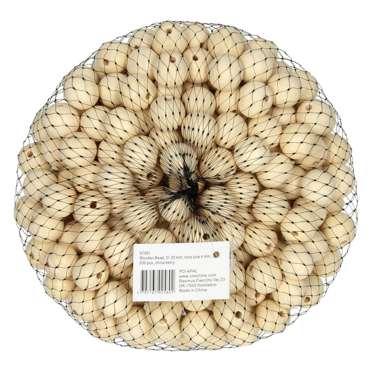 Creativ company houten kralen, ø 2cm, 200st.