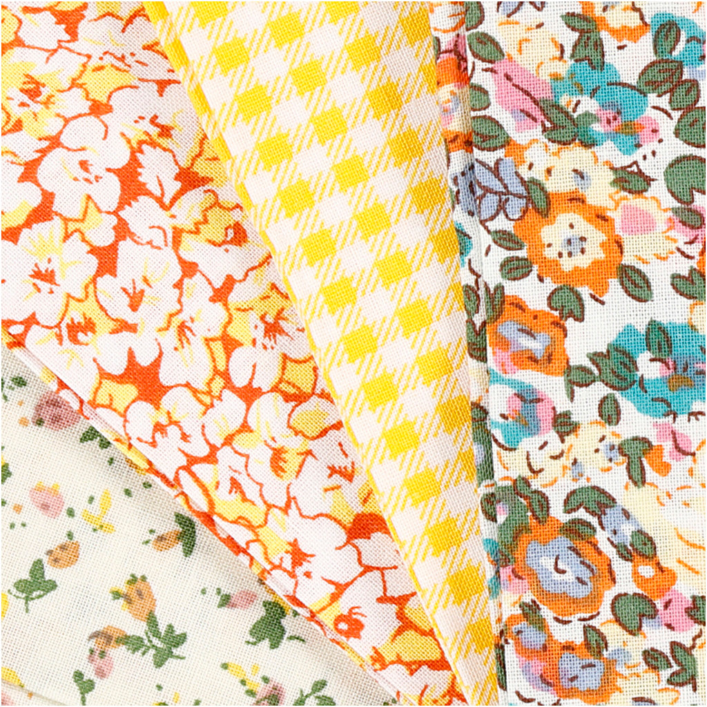 Creativ company patchwork stof geel 45x55cm, 4st.