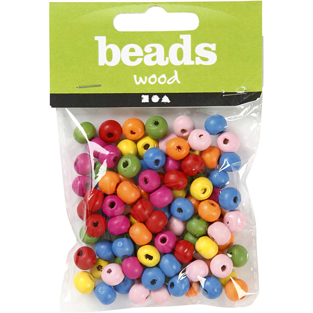 Creativ company houten kralen mix 8mm, 90st.