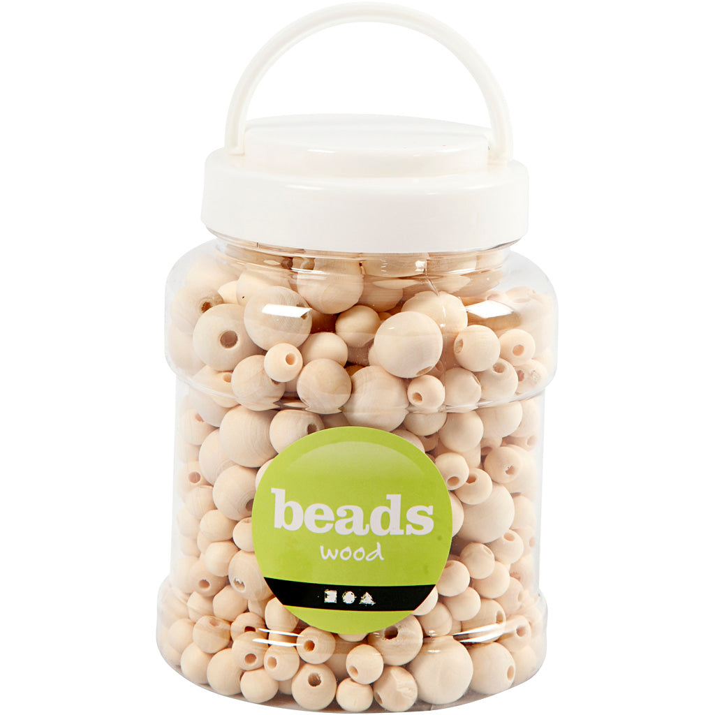 Creativ company houten kralen naturel, 530st.