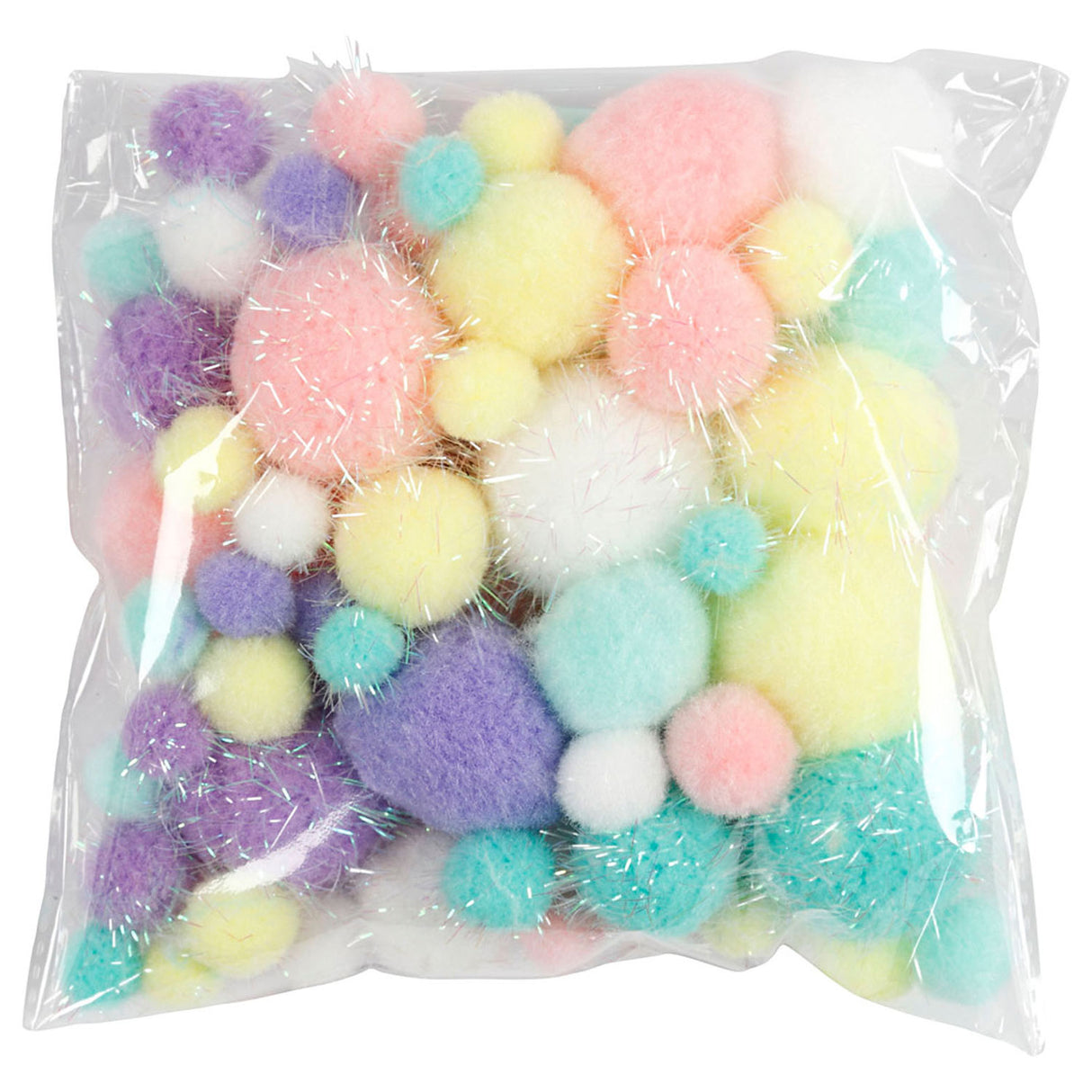 Creativ company https: www.cchobby.nl pompons-d-15-40-mm-glitter-ca-75-stuk-pastelkleuren-62-gr-1-doos