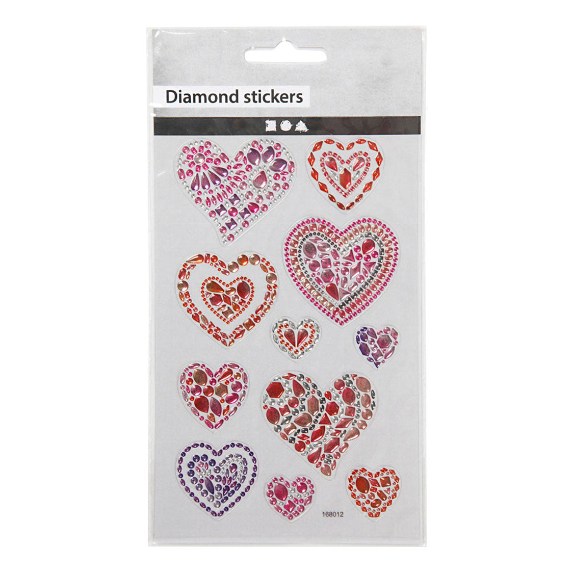 Creativ company diamond stickers - harten design - zelfklevende strass stickers - glanzende sierstickers - glitter decoratieve stickers - diy knutselen hobby - 1 vel