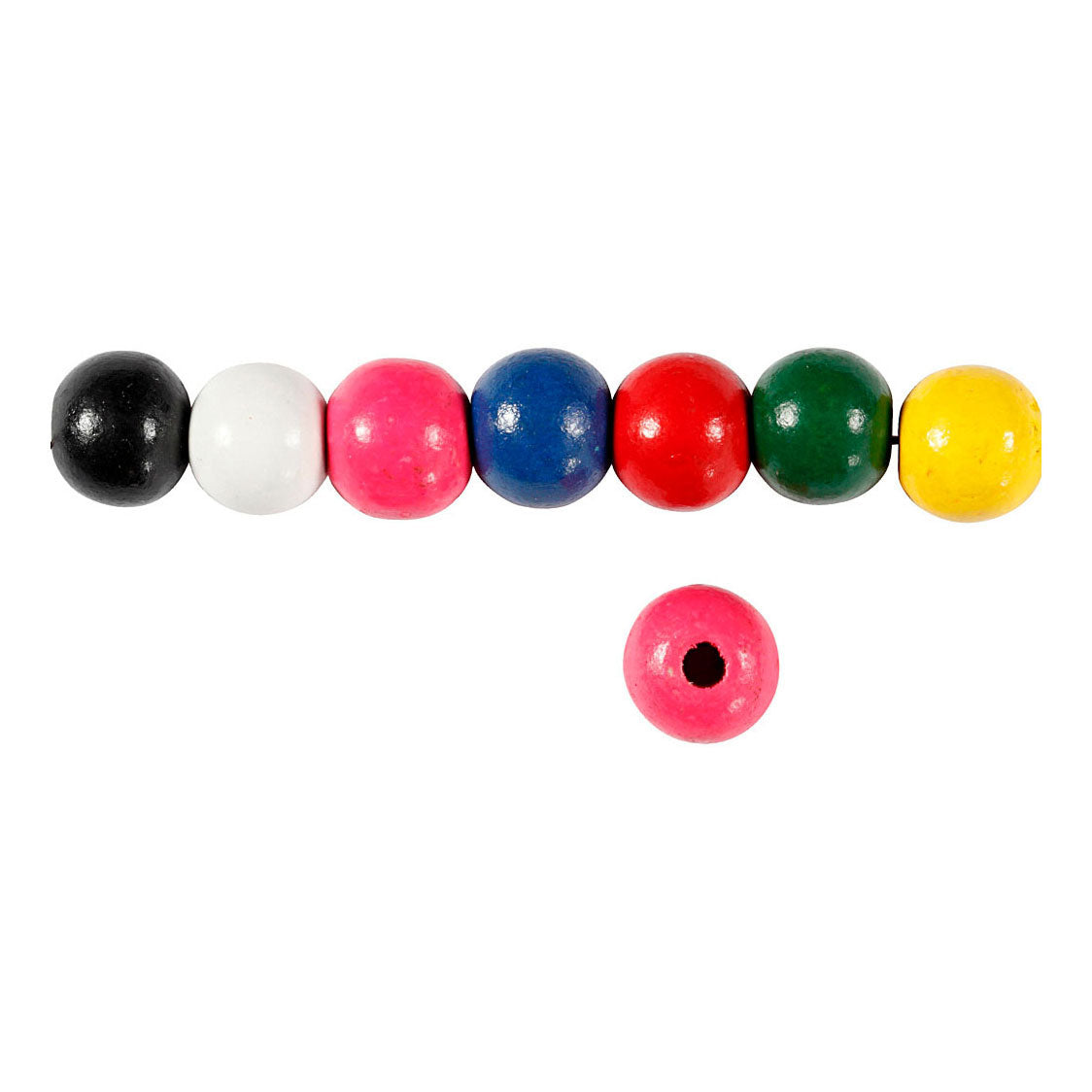 Creativ company houten kralen diverse kleuren, 70st.