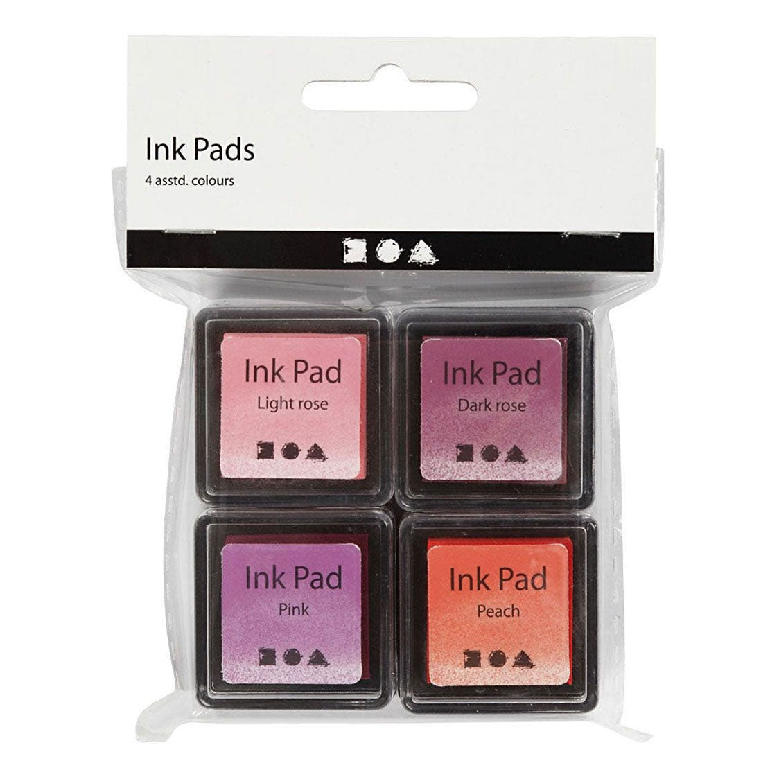 Creativ company stempelinkt, peach, roze, lichtroze, donkerroze, h: 2 cm, afm 3,5x3,5 cm, 4 stuk 1 doos