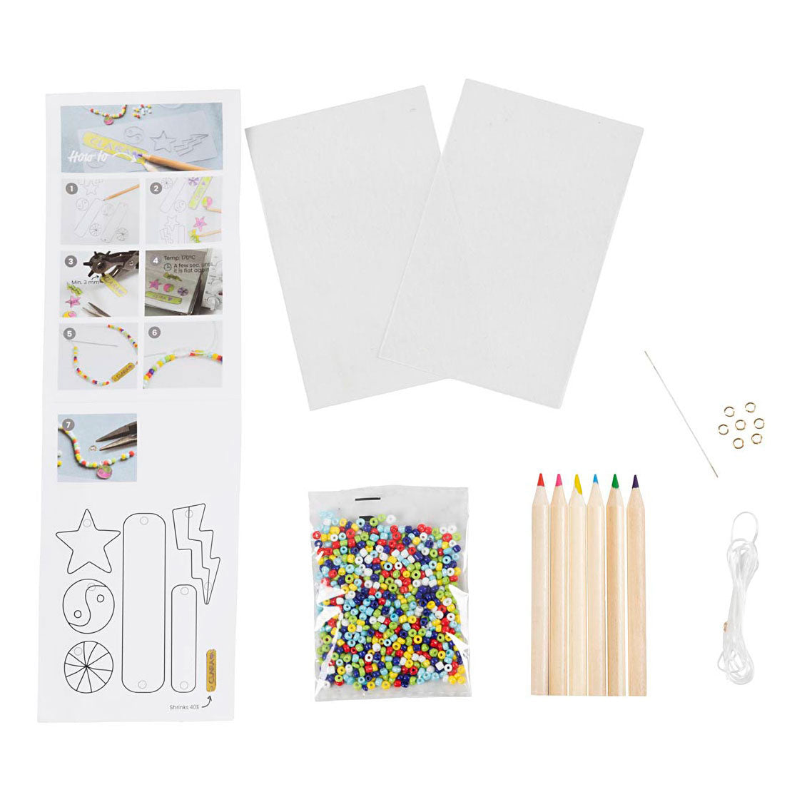 Creativ company mini hobbyset sieraden krimpfolie armbanden geel