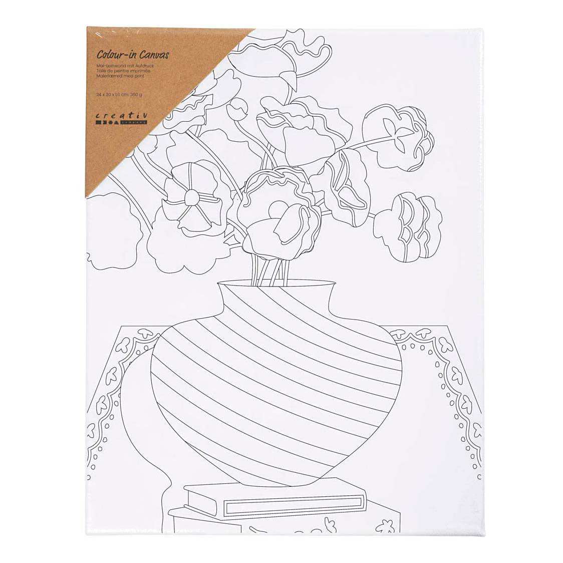 Creativ company schildercanvas met print boeket in vaas - 24x30cm