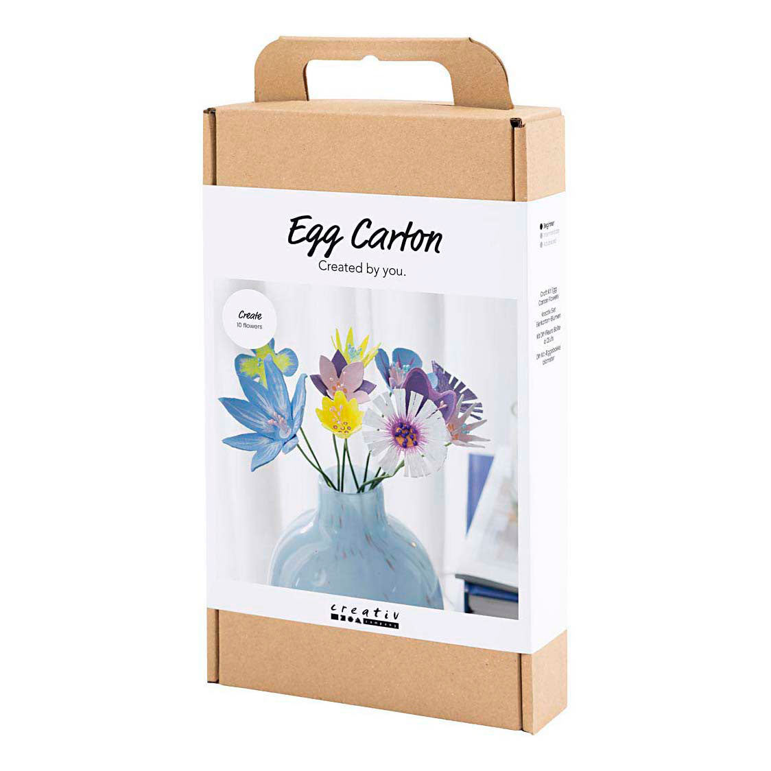 Creativ company hobbyset bloemen van eierdozen pastelkleuren