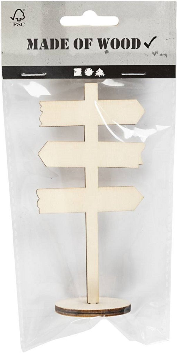 Creativ company houten bord pijlen op voet, 12cm