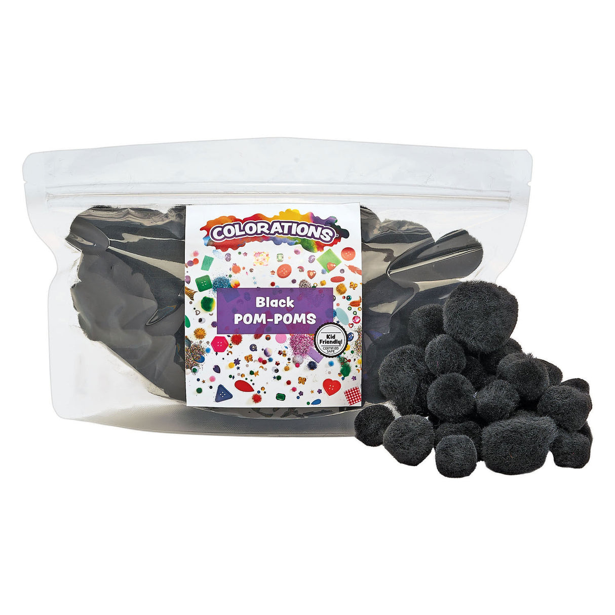 Colorations - pom poms zwart, 100st.