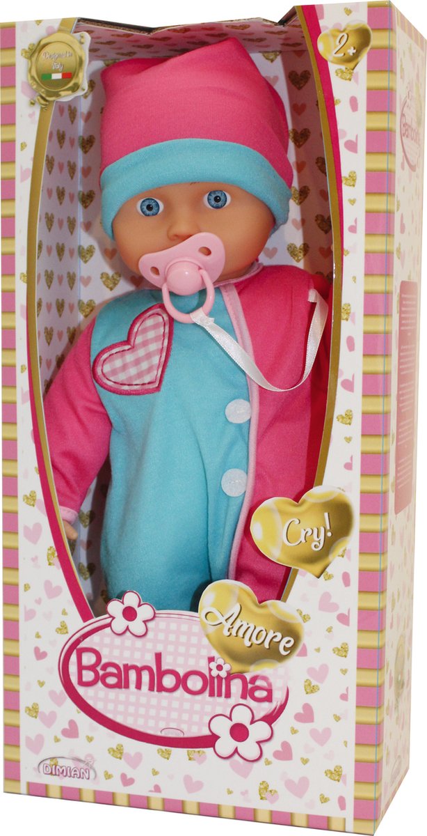 Dimian pop met huilgeluidjes - amore - 36 cm.