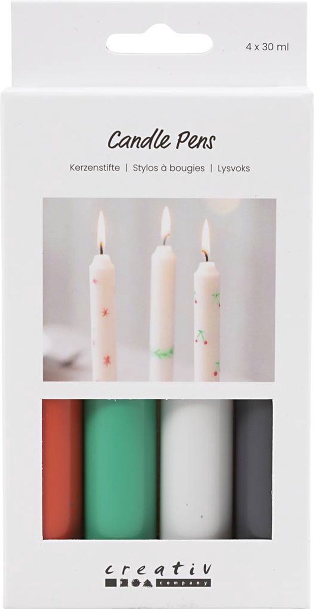 Creativ company kaarsenstiften set 4x30 ml kerstkleuren