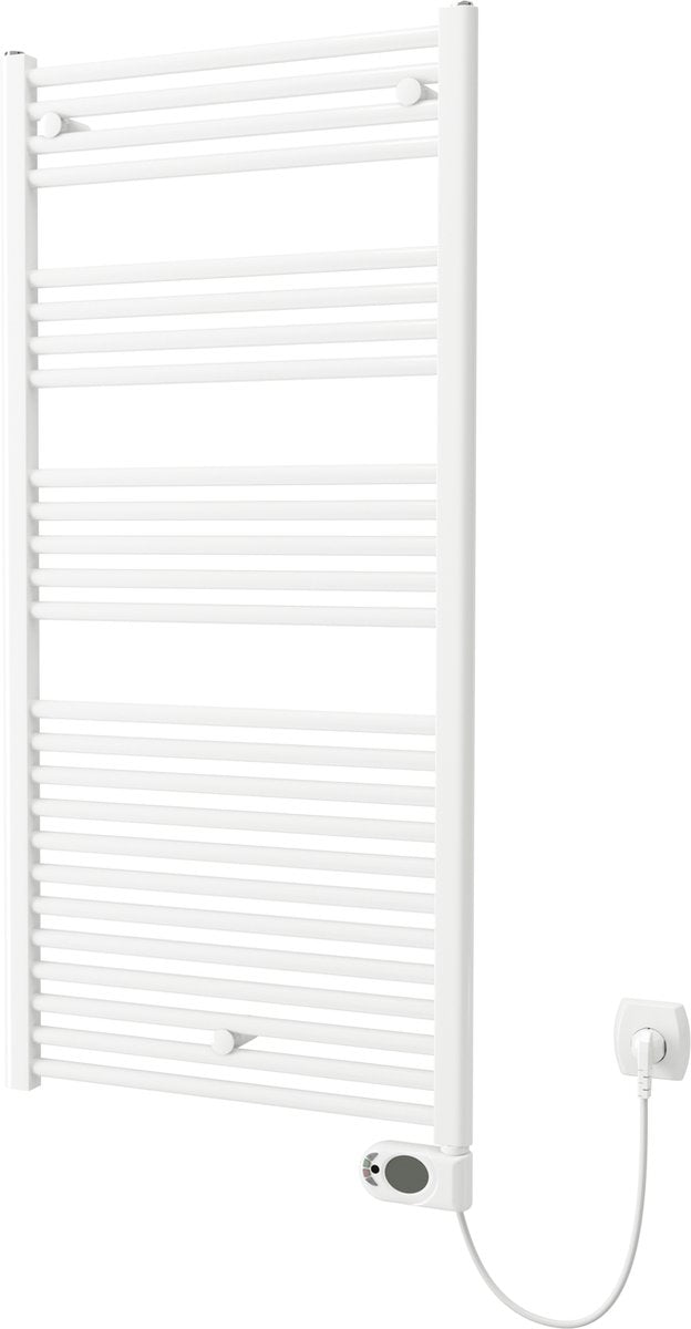Plieger elba elektrische handdoekradiator – handdoek verwarmer – met klokthermostaat – 126.2 cm x 60 cm – 700 watt – wit
