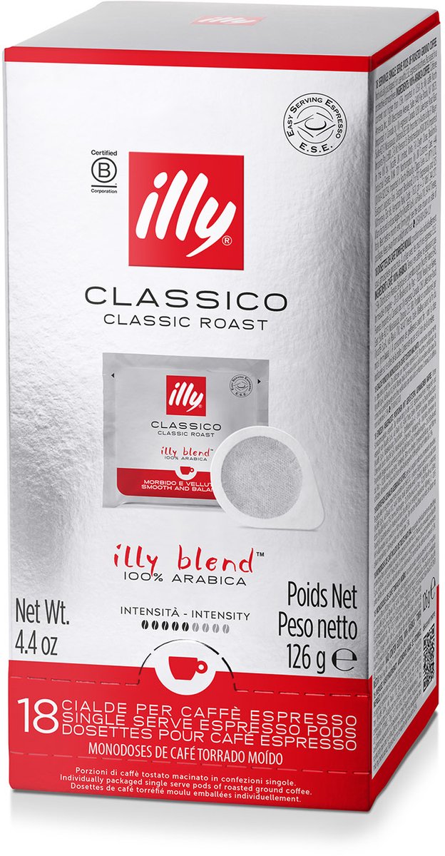Illy - e.s.e. servings - koffiepads - classico - 6 x 18 stuks