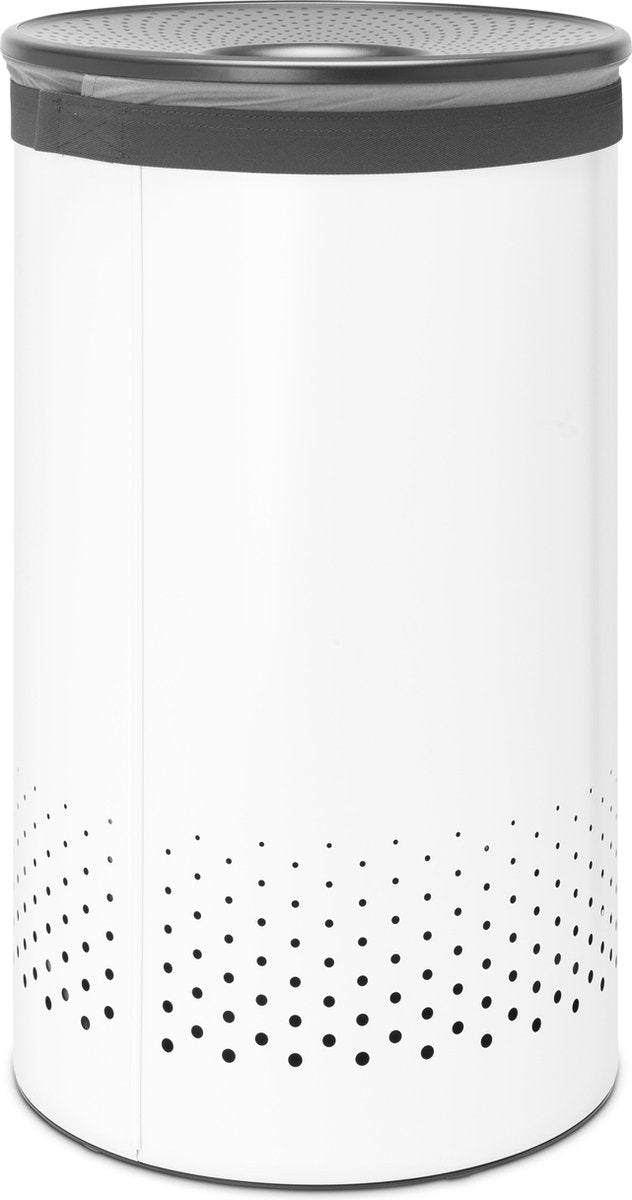 Brabantia wasmand - met deksel - 60 l - white dark grey