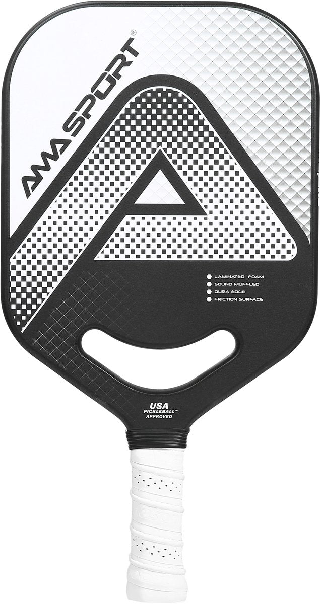 Ama sport pickleball paddle pp002-c1s zilver zwart – graphite surface – 20 mm kern – aero-duraedge air dynamic throat –