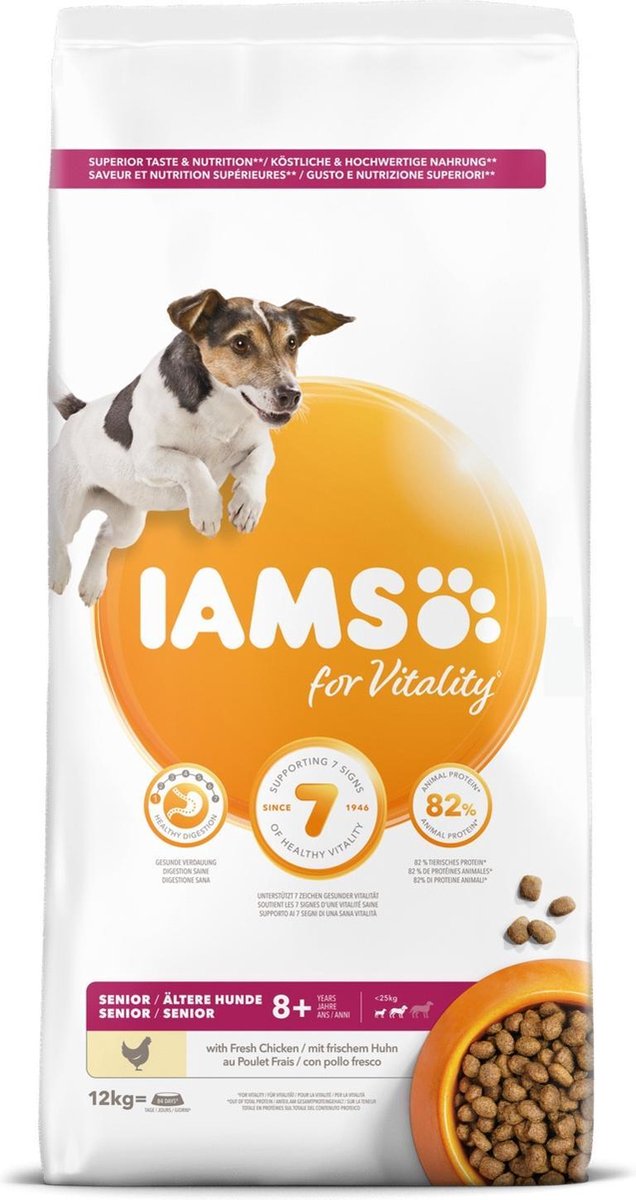 Iams dog senior mature kip 12 kg van 7 jaar