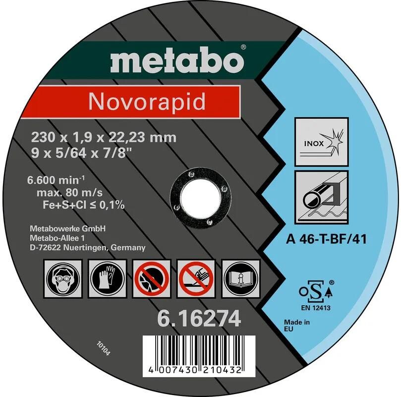 Metabo accessoires metabo doorslijpschijf novorapid cutting discs 115x1.0x22 metabo