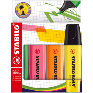 Stabilo boss original markeerstift 4 stuks | 2 stuks